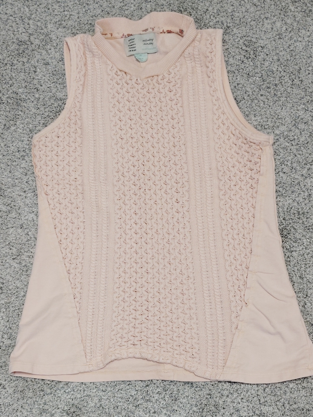 Anthropologie Pale Pink Knit Mock-Neck Sleeveless Top